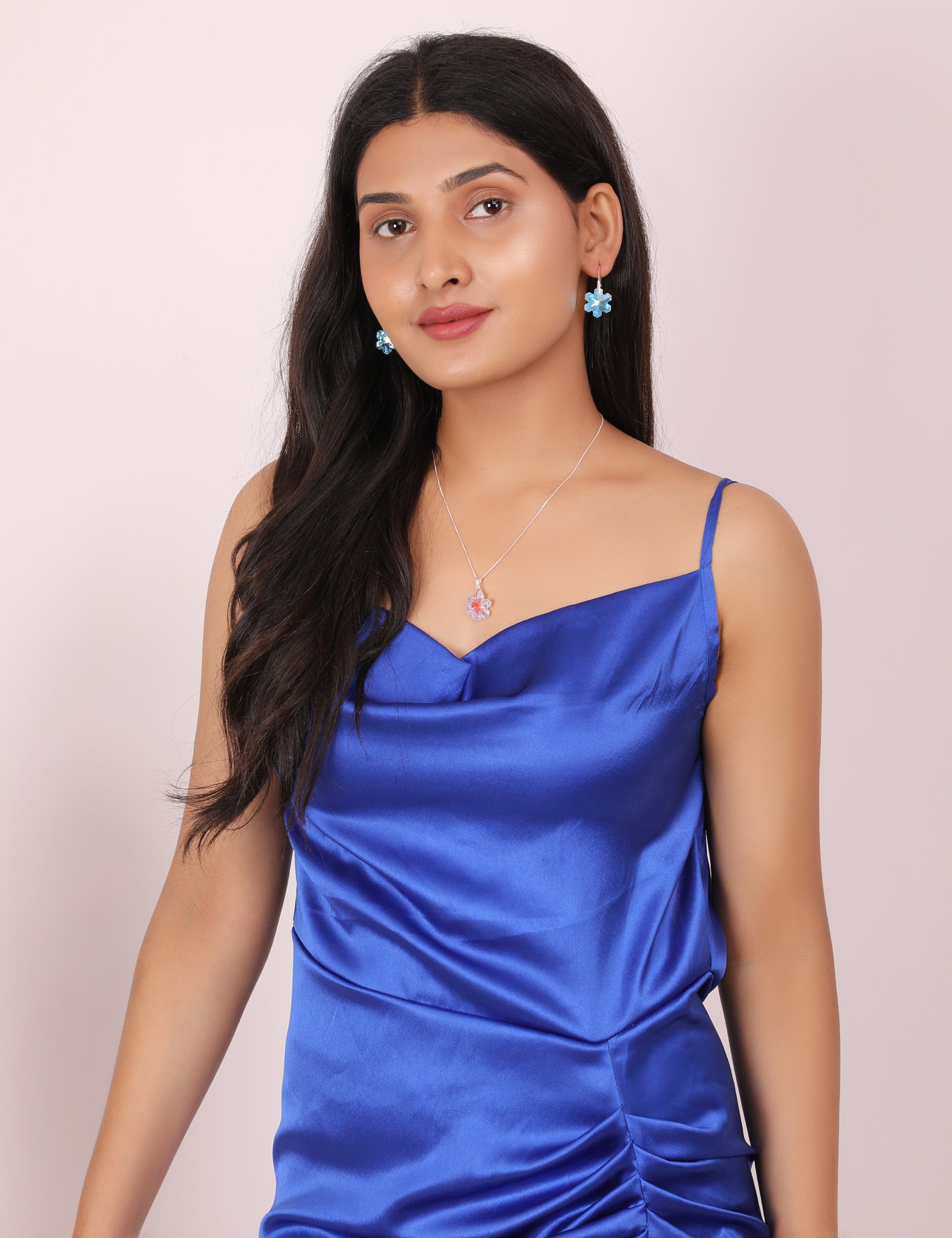 Blue Slit Satin dress