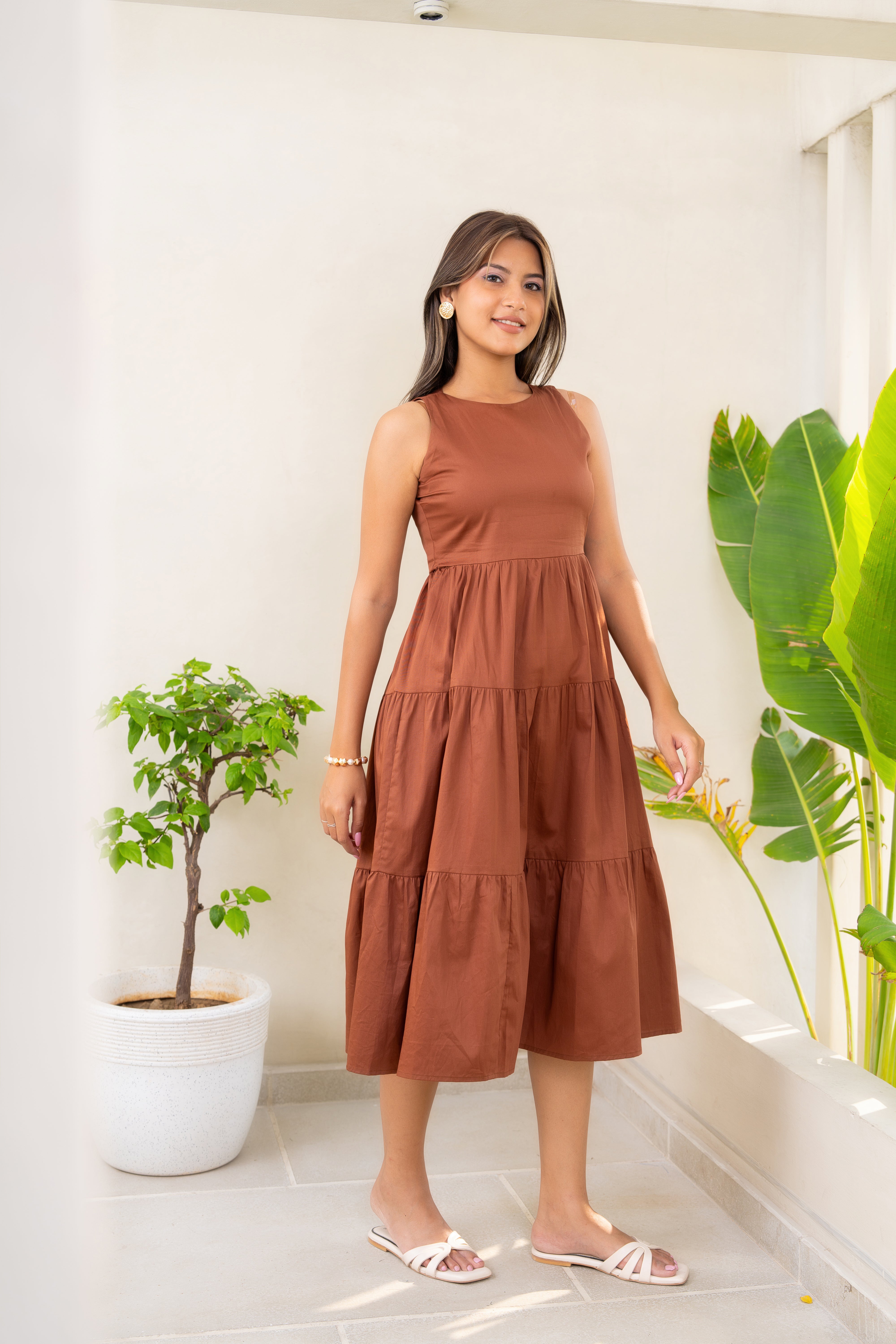 Pepper mayo brown dress