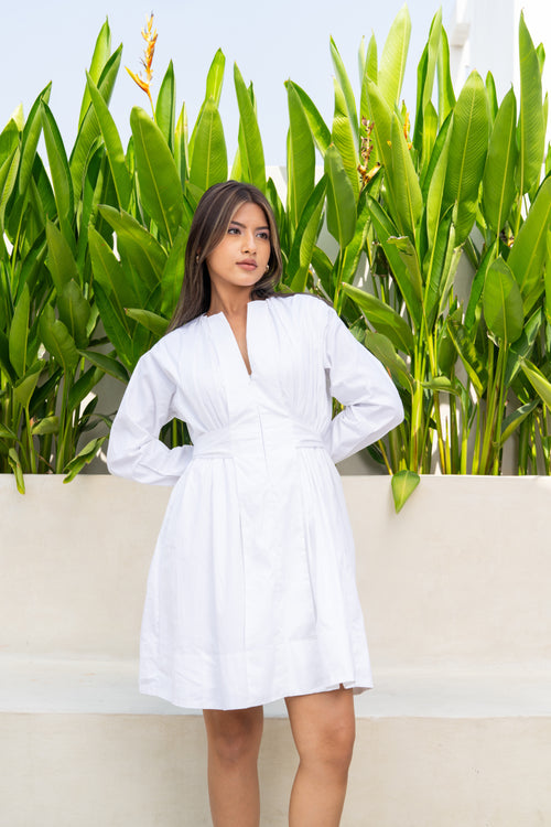 White Pleated Dress