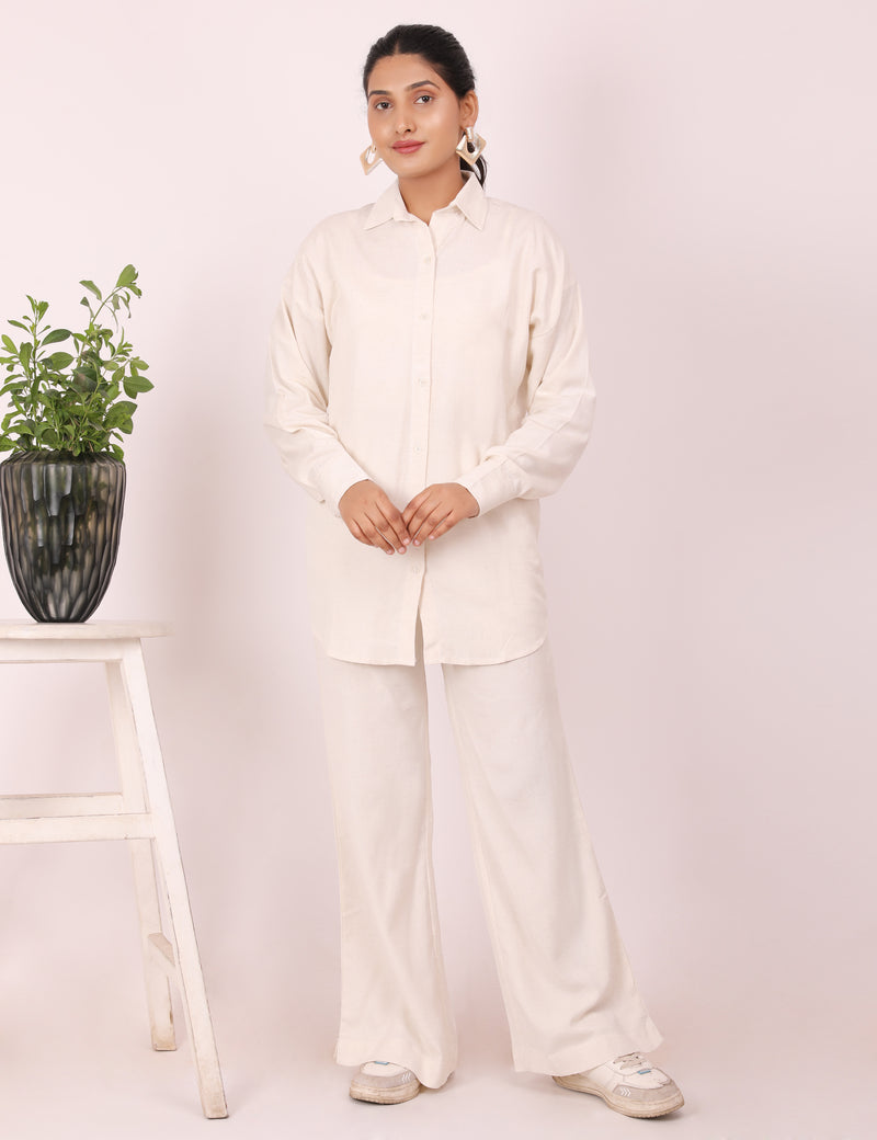 Cream Linen Full Coord Set