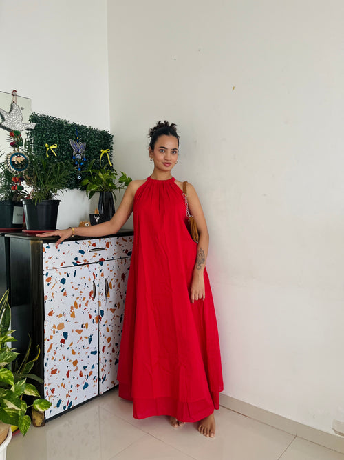 Mulmul Blooming Red Dress