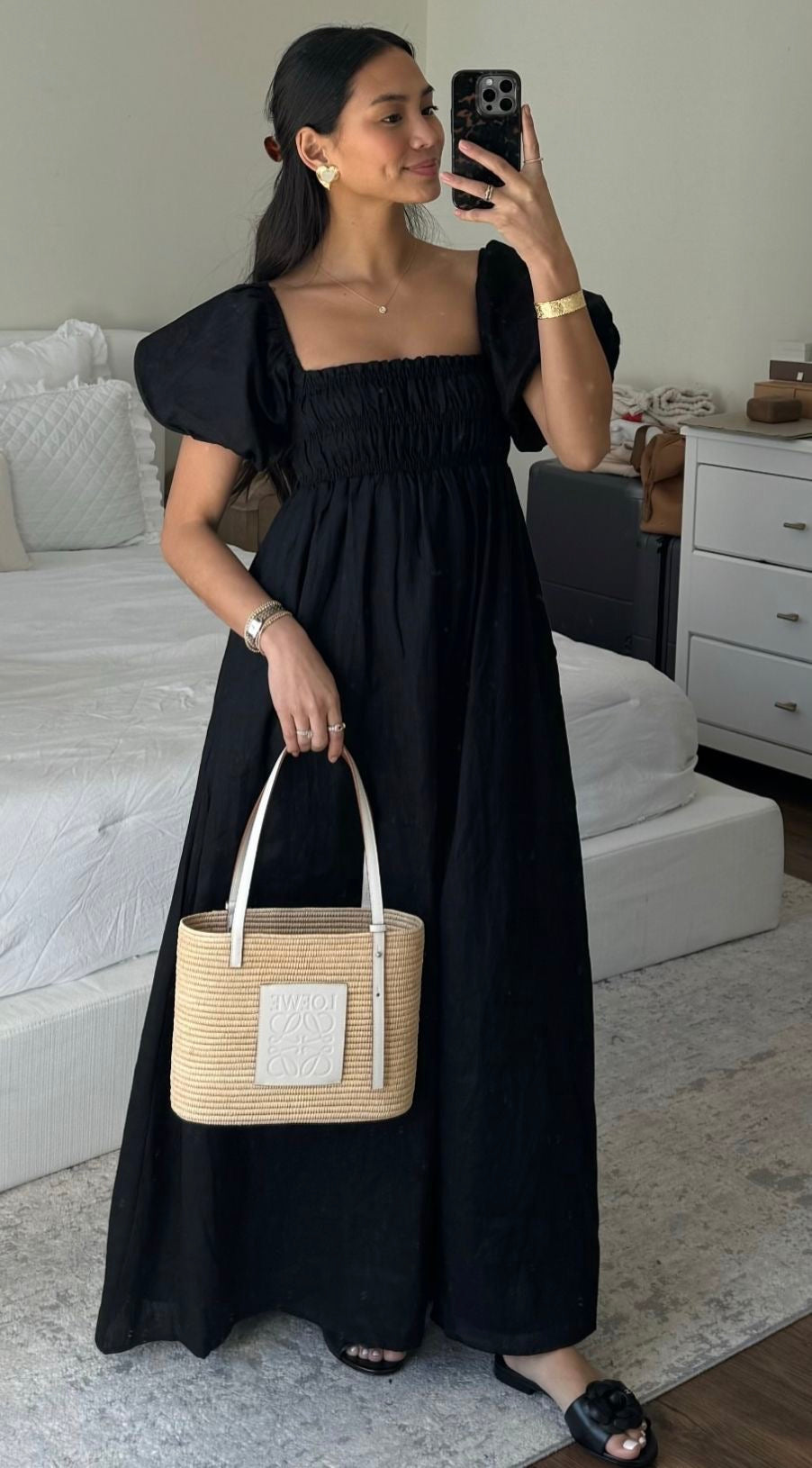 Black maxi dress for women