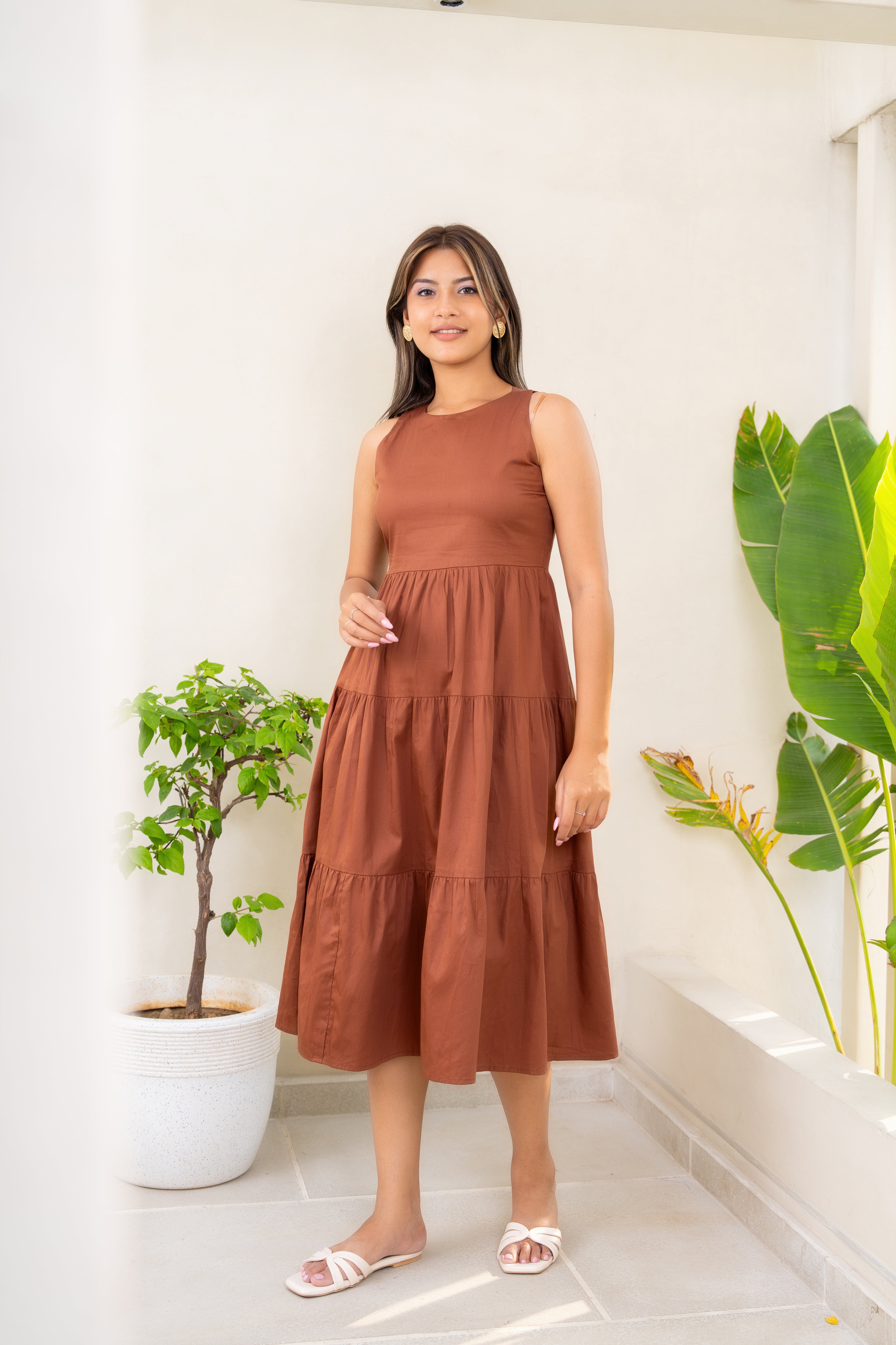 Pepper mayo brown dress