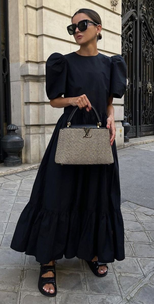 Black Puff Maxi Dress