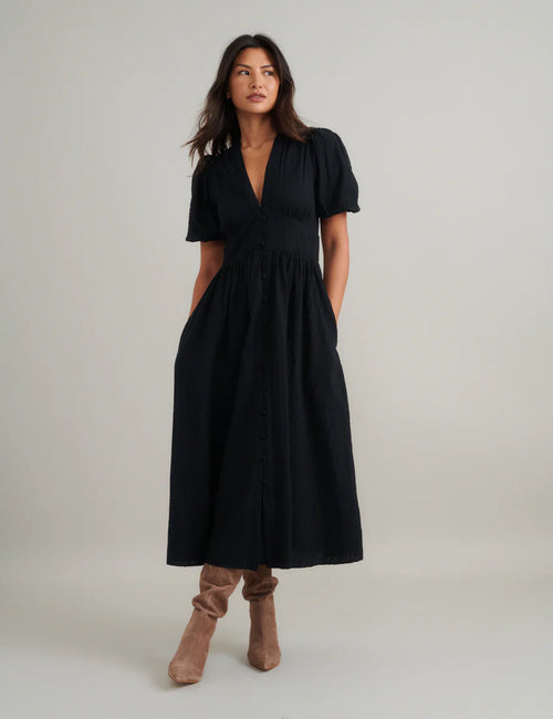 Aalayra Black Button Maxi