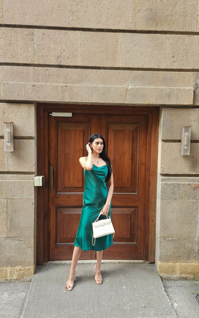 Emerald Green Cowl Neck dress