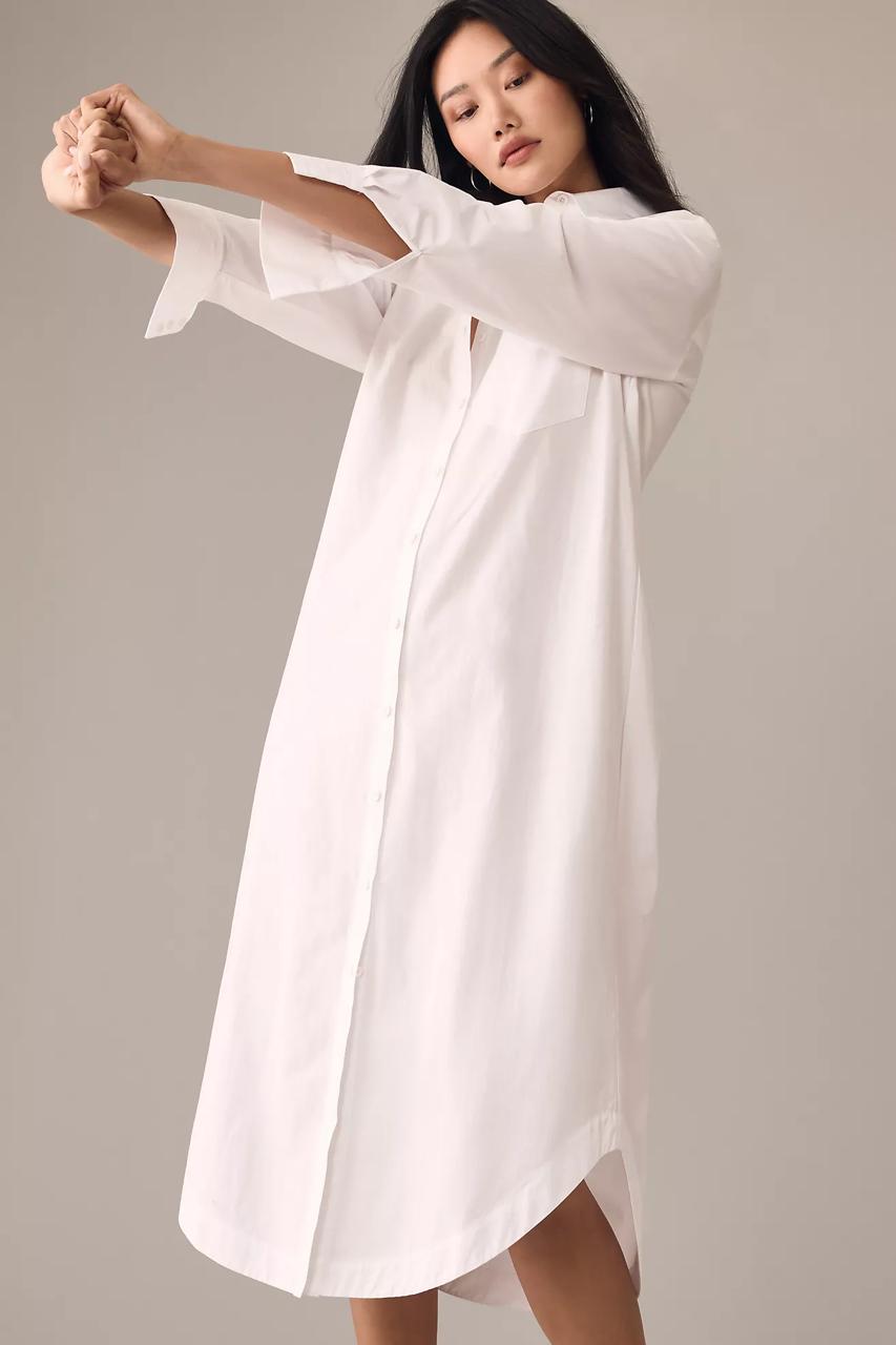 White Long Shirt Dress Dress for Women Office Wear Label by Anuja