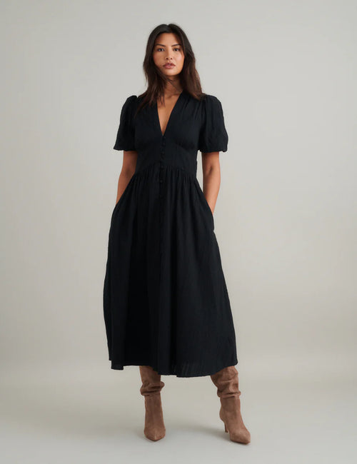 Aalayra Black Button Maxi