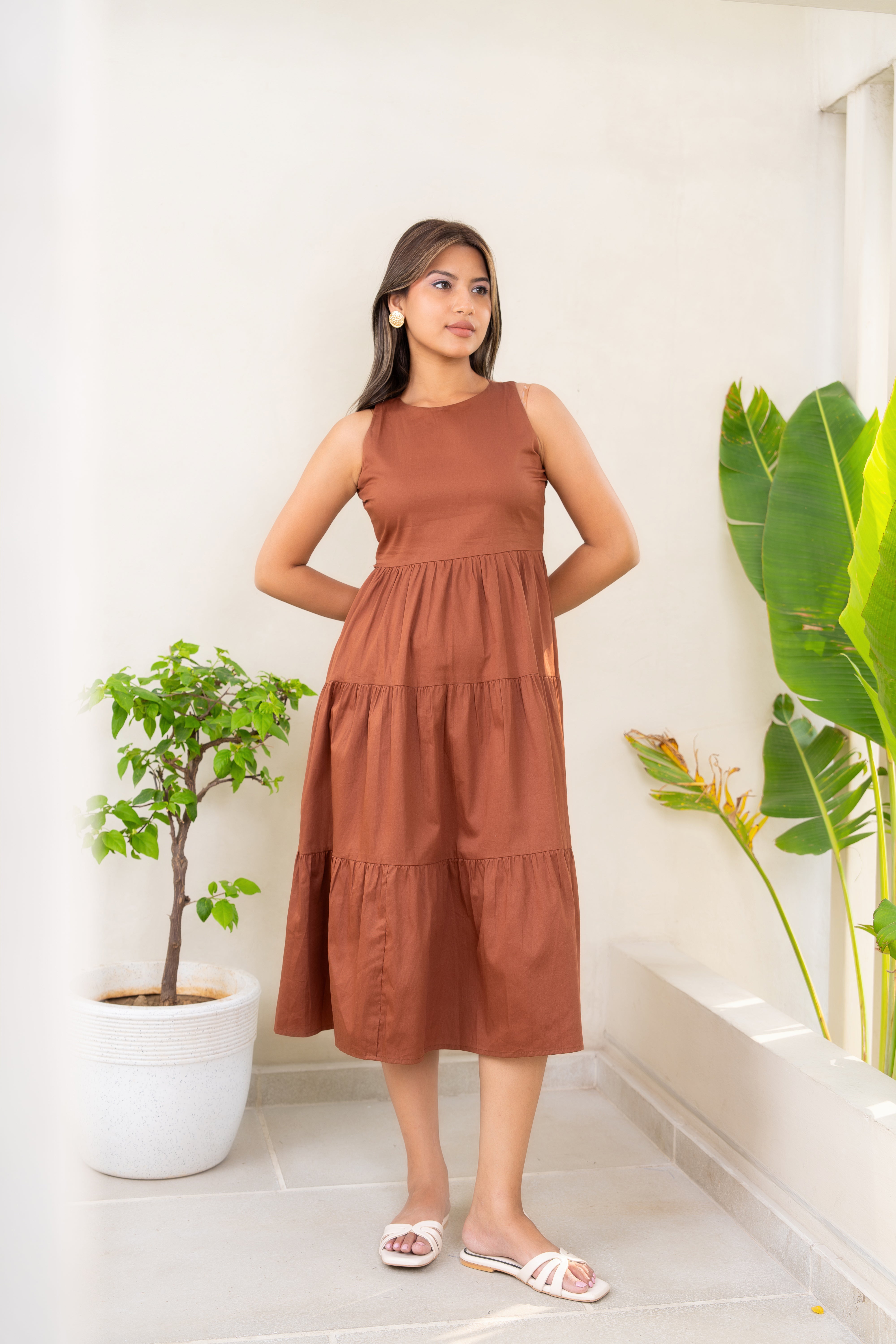 Pepper mayo brown dress