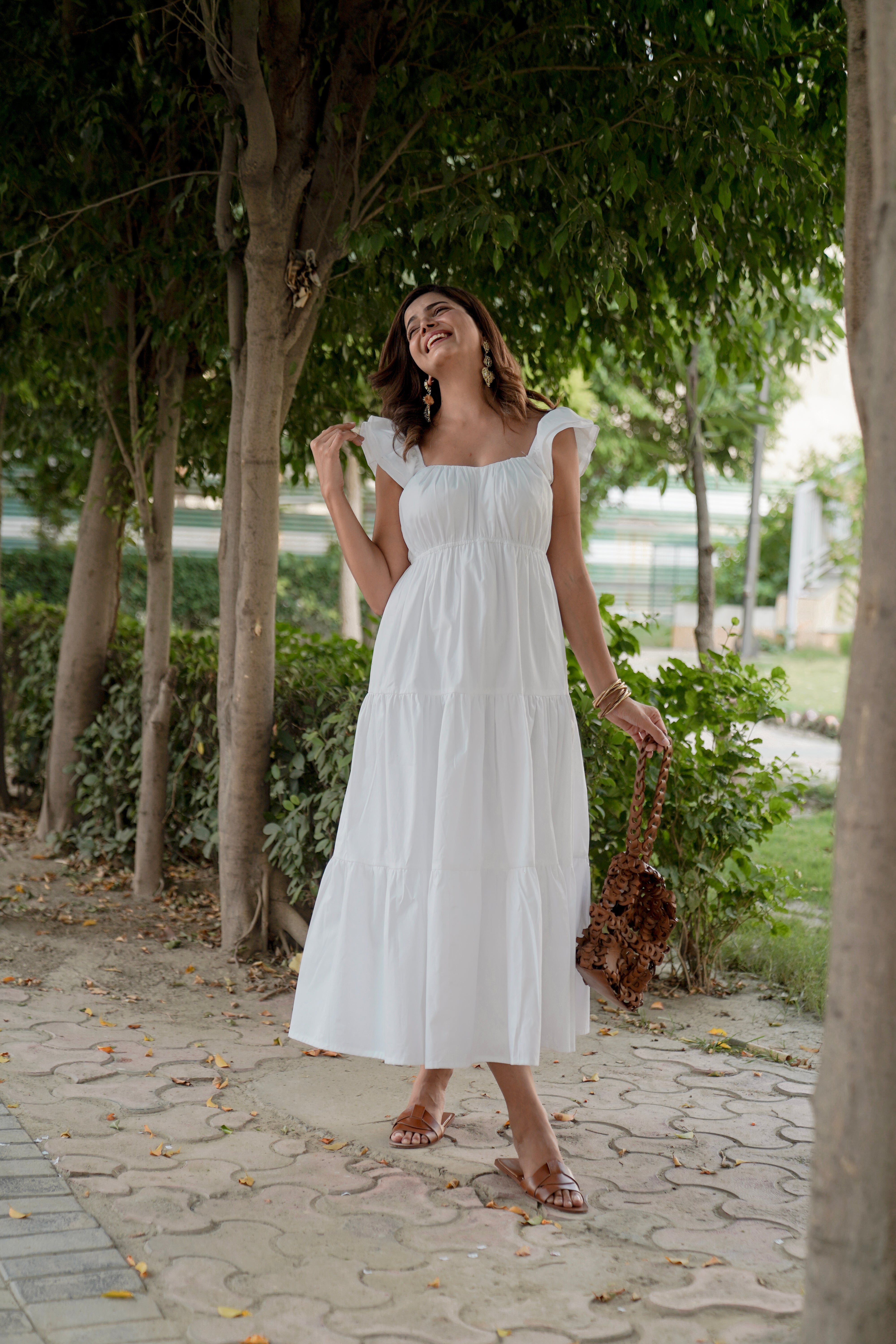 White Frill Maxi Dress Labelbyanuja