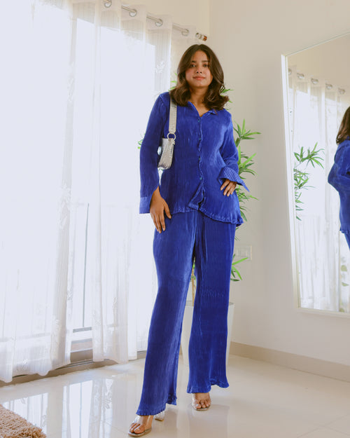 Pleated Blue Co-ord set