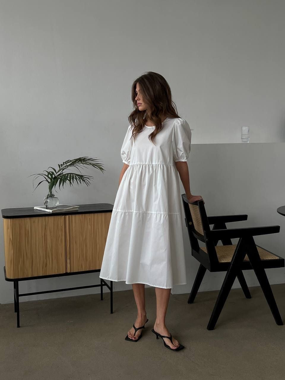 White Puff Maxi Dress