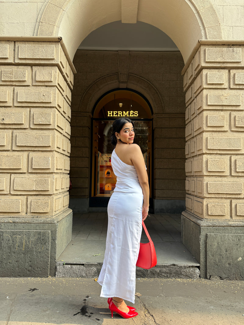 One Shoulder White Dress