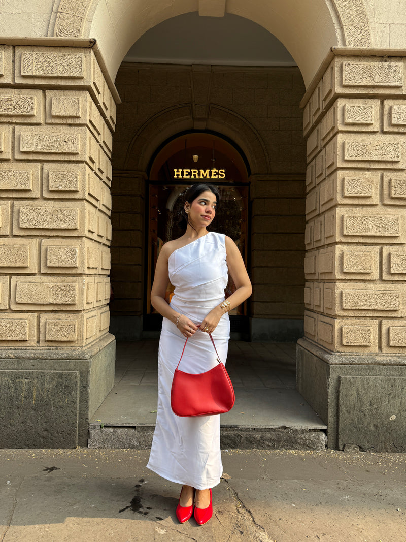 One Shoulder White Dress