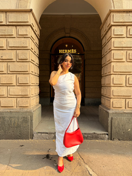 One Shoulder White Dress