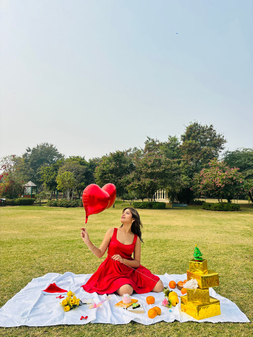 Rosy Red Satin Dress