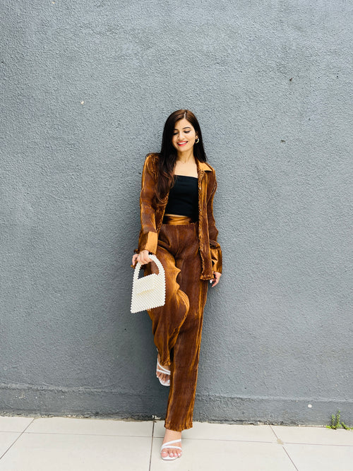 Pleated Brown Co-ord set