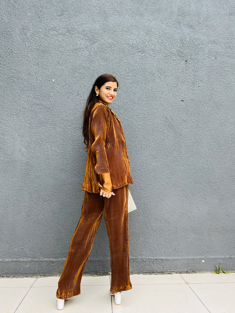 Pleated Brown Co-ord set- Labelbyanuja