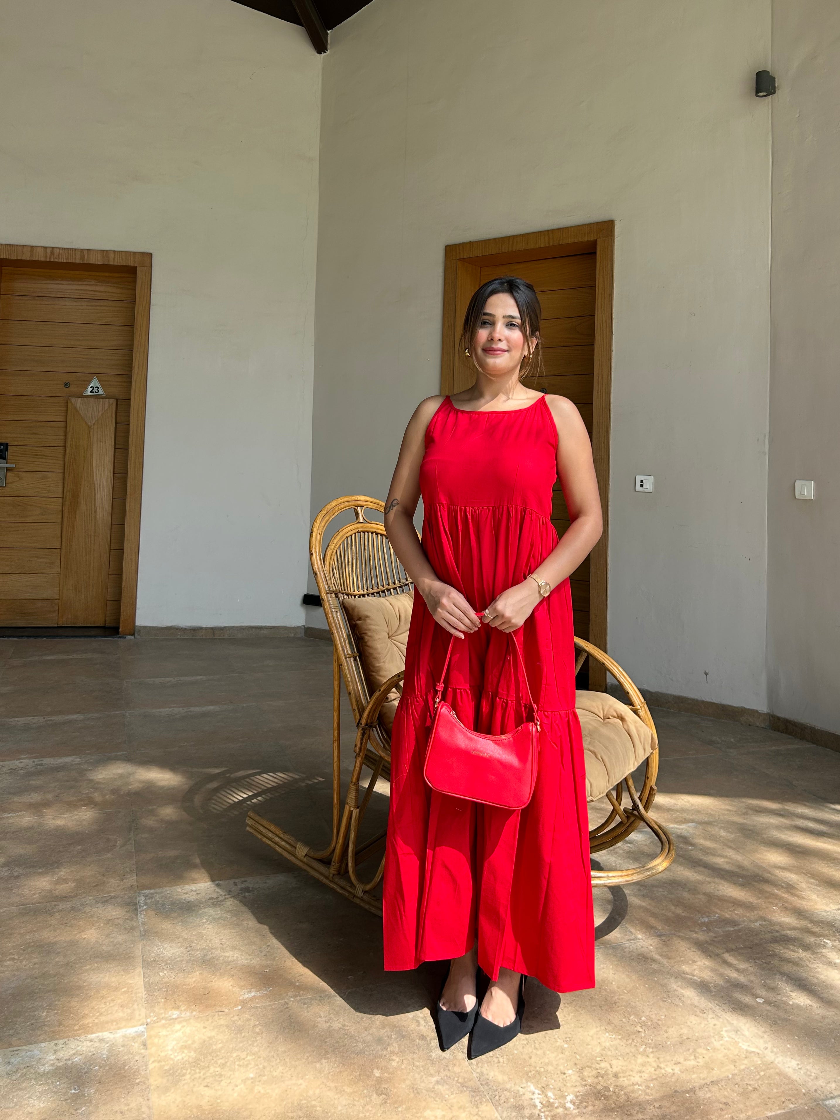 Red long Maxi Dress