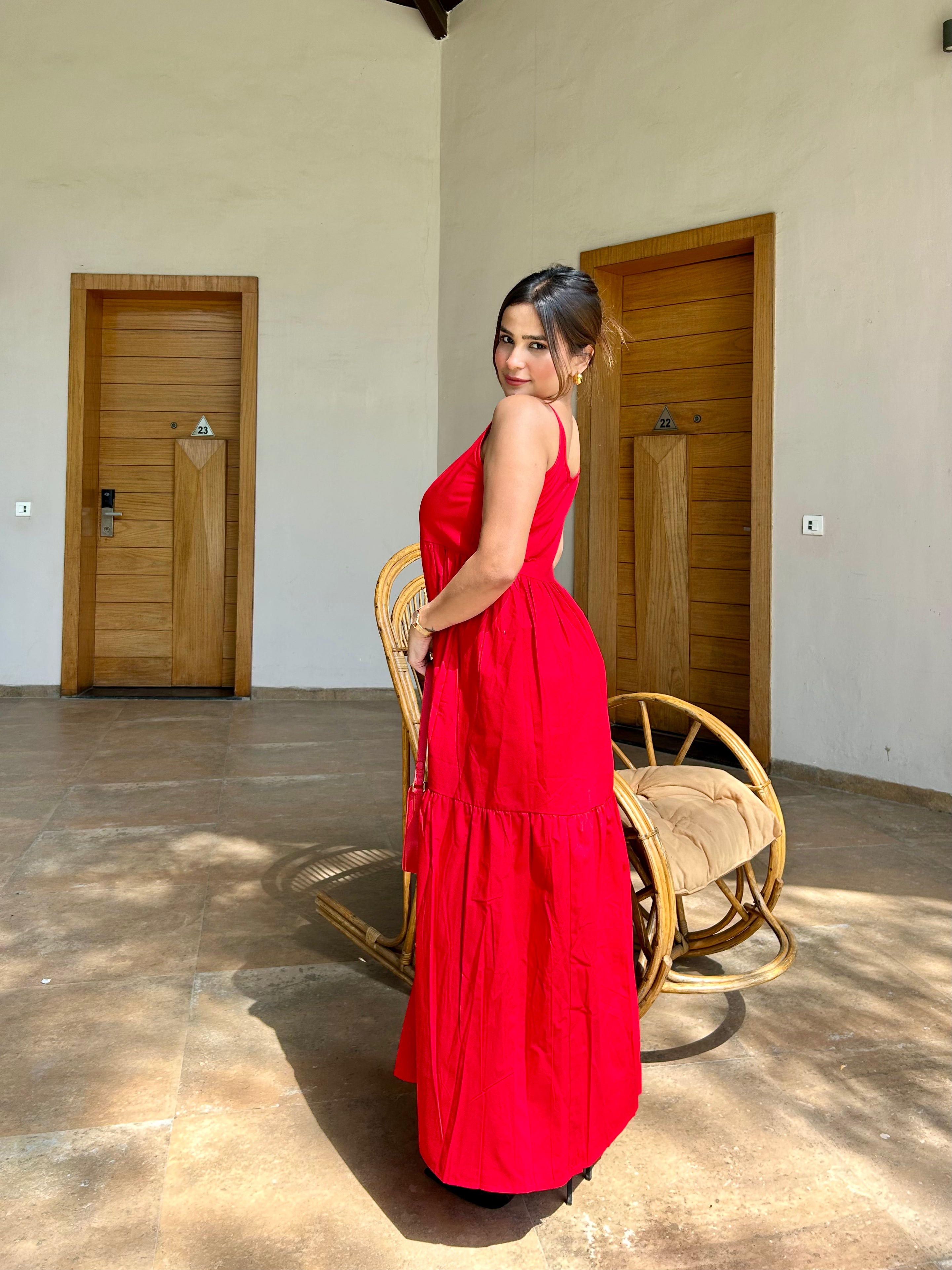 Red long Maxi Dress