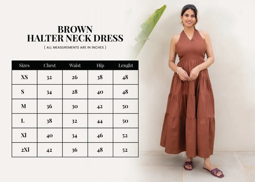 Brown Halter Neck Maxi