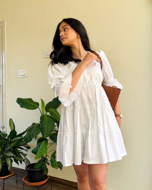 Amyra White Frill Dress