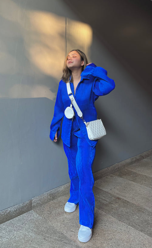 Pleated Blue Co-ord set