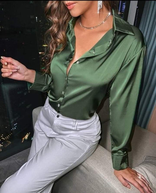 Pine Green Satin Shirt